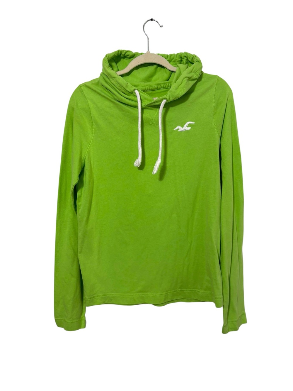 Hollister Men’s Medium Lime Green Pullover Hoodie Y2K Colorful Beach Preppy